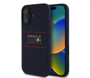 Silikonowa tylna osłona MagSafe z poziomym Logo Red Bull do iPhone'a 16 PLUS w kolorze granatowym