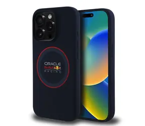 Silikonowa tylna osłona MagSafe Red Bull Red Ring do iPhone 15 Pro w kolorze granatowym