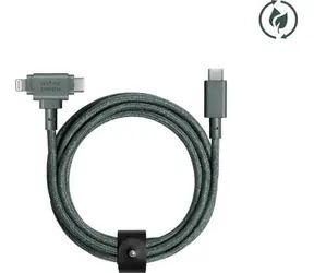 Native Union Belt Cable Duo USB-C - USB-C + Lightning 1,5 m w kolorze zielonym