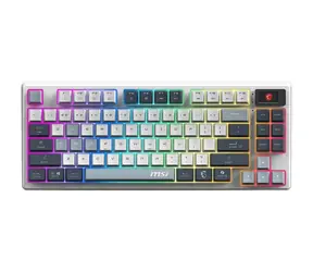 MSI FORGE GK600 TKL Sky Grey / Bezprzewodowa klawiatura gamingowa / mechaniczna / 2,4 GHz / BT / USB-C / RGB / wyświetlacz / CZ Layou