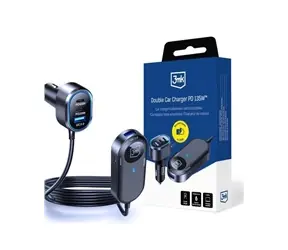 Ładowarka samochodowa podwójna 3mk 135W czarno-szara / ładowarka samochodowa / PD / QC / PPS / USB 2xA + 4xC 