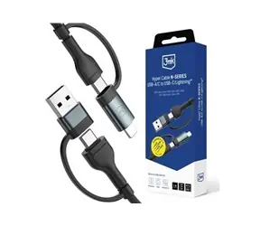 Kabel Hyper 3mk N-SERIES 2 w 2 USB-A/USB-C - USB-C/Lightning 1,2 m 9 V/2 A 60 W czarny