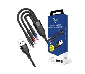 Kabel Hyper 3mk N-SERIES USB-A do USB-C/Lightning/Micro 1,2 m 9 V/2 A 18 W QC3.0 czarny