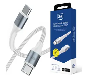 Kabel Hyper 3mk N-SERIES USB-C do USB-C 1m 20V/5A 100W biały