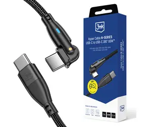 Kabel Hyper 3mk N-SERIES USB-C do USB-C 2m 20V/3A 60W czarny / obrotowy