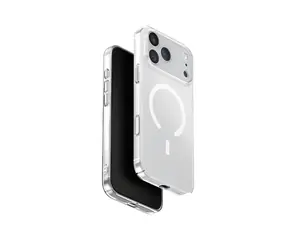 UNIQ Airsuit MagClick ochronna obudowa ładująca do iPhone'a 17 Pro Max, błyszcząca, przezroczysta/biała