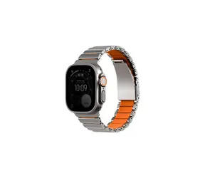Pasek UNIQ Strova Flex do zegarka Apple Watch 49/46/45/44 mm, tytanowo-srebrny/pomarańczowy Volt