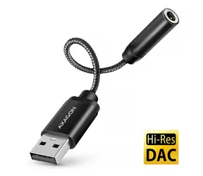 Axagon ADA-HA, USB-A do gniazda 3,5 mm - adapter audio Hi-Res DAC, 384 kHz/32 bity DAC, stereo