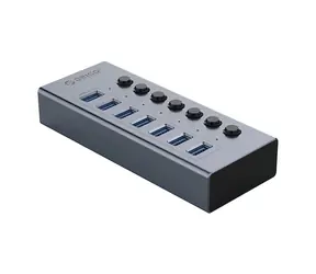 Orico BT2U3-7AB USB HUB z przełącznikami szary / 7x USB-A 3.0 / kabel USB-A - USB-B 1m
