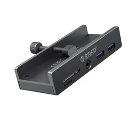 HUB USB Orico MH5PMM z uchwytem zaciskowym czarny / 2x USB-A + SD/TF + gniazdo 3,5 mm