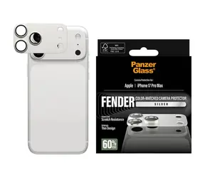 PanzerGlass FENDER Apple iPhone 17 Pro Max, srebrna, aluminiowa osłona aparatu
