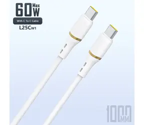 Kabel danych Dudao L25C / USB-C / USB-C / 60W / 1 m / biały