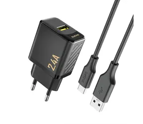 Ładowarka sieciowa Dudao A23TEU czarna / USB-A / USB-C / 2.4A