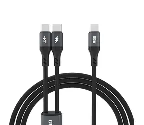 Kabel danych Dudao L3F 2w1 / USB-C / USB-C / 100W / 1,2 m / czarny