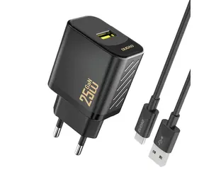 Ładowarka sieciowa Dudao A27STEU z kablem czarna / USB-A / USB-C / 25W