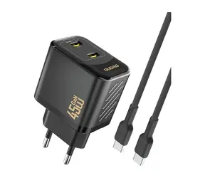 Ładowarka sieciowa Dudao A28PCEU z kablem czarna / 2x USB-C / 45W