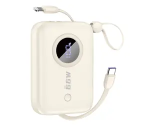 Dudao K14 10000mAh beżowy / Powerbank / z kablem USB-C / Lightning