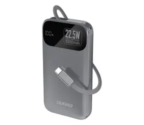 Dudao K31 10000mAh szary / Power bank / z wbudowanym kablem / 22,5W