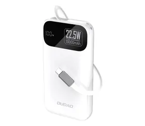 Dudao K31 10000mAh biały / Powerbank / z wbudowanym kablem / 22,5W