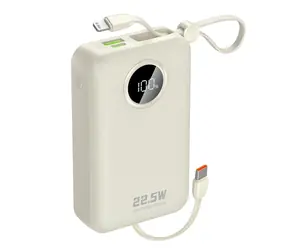 Dudao K14+ 20000mAh biały / Powerbank / USB-C / USB-A / wbudowany Lightning / kable USB-C / 22,5 W