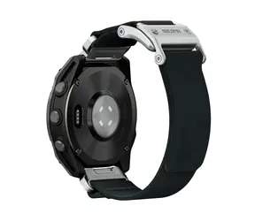 Pasek Aulumu C11 Mag-Buckle Slim do zegarka Garmin (QuickFit 22 mm), srebrna klamra, czarny pasek