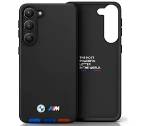 Tylna obudowa BMW Tricolor ze skóry tłoczonej do Samsung Galaxy A54 w kolorze czarnym
