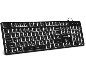 Rozpakowany - Connect IT Chocolate WhiteStar czarny / klawiatura biurowa / podświetlana / układ CZ / USB / 1,5 m / rozpakowany