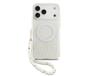 Rozpakowany - Pasek MagSafe Guess IML Flowers Allover do iPhone'a 17 Pro Max, biały / rozpakowany