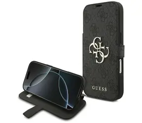 Rozpakowano - etui Guess Book 4G z metalowym Logo w kolorze czarnym do iPhone'a 17 Pro / etui typu „Book” / rozpakowano