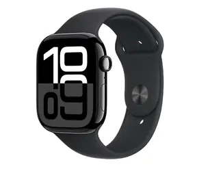 Apple Watch Series 10 GPS+Cellular 46mm Aluminiowa obudowa w kolorze fortepianowej czerni - Czarny pasek sportowy (M/L) / 160-210mm