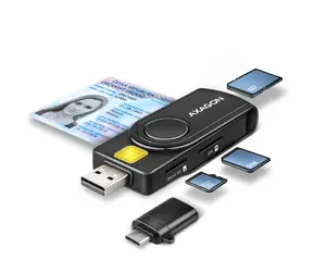 Axagon CRE-SMP2A, USB-A + USB-C PocketReader 4-slotowy czytnik kart SMART (eCitizen) + SD/microSD/SIM