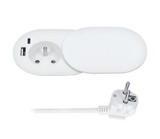 Solight 1z PP124CW-PD20 biały / gniazdo do zabudowy z przesuwaną pokrywą / USB A+C / 20W PD / 2m