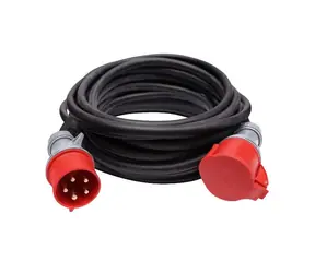 Rozpakowany - Przewód przedłużający Solight 400V-32A zasilacz - wtyczka 1 gniazdo 15m czarny / 5 x 2,5mm2 / rozpakowany