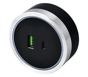Moduł gniazda Viking A60 srebrno-szary / 1x USB-A + 1x USB-C