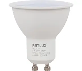 Żarówka Retlux RLL 613 GU10 5W / 675 lm / 3000K - ciepła biel / D 