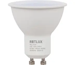 Żarówka Retlux RLL 614 GU10 5W / 675 lm / 4000K - zimna biel / D 