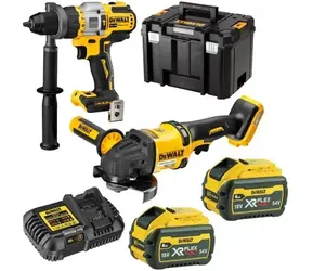 DeWalt DCK2016T2T-QW / Zestaw akumulatorowy szlifierka + wiertarka udarowa / 2x akumulator + walizka + ładowarka