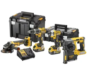 DeWalt DCK422P3T-QW / Zestaw akumulatorowy szlifierka + młot udarowo-obrotowy + wiertarka udarowa + klucz udarowy / walizka + 3 akumulatory 