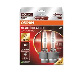Żarówka ksenonowa OSRAM D2S Night Breaker Laser / +220% / 85V / 3200 lm / 4500K / 3000 h / 2 szt.
