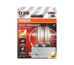 Żarówka ksenonowa OSRAM D3S Night Breaker Laser / +220% / 42V / 3200 lm / 4500K / 3000 h / 2 szt.