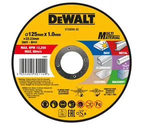 DeWalt DT20595 / Tarcza tnąca ze stali nierdzewnej / Średnica 125 x 22,23 mm / Szerokość 1,0 mm