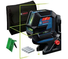 BOSCH GCL 2-50 G Professional / Laser krzyżowy / z zieloną wiązką / 4X AA / 15 m / uchwyt obrotowy