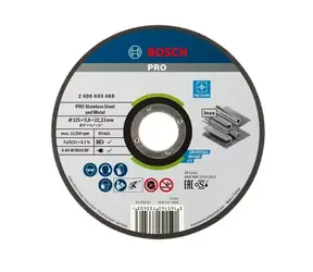 BOSCH 2608603488 / Tarcza tnąca do stali nierdzewnej / Średnica 125 x 22,23 mm / Szerokość cięcia 0,8 mm