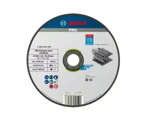 BOSCH 2608603406 / Tarcza tnąca do stali nierdzewnej / Średnica 180 x 22,23 mm / Szerokość cięcia 1,6 mm