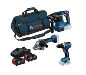 BOSCH 0615A50094 / Zestaw akumulatorów GSR 18V-65 i GBH 18V-22 i GWS 18V-8 / 2 akumulatory 4,0 Ah / torba / ładowarka
