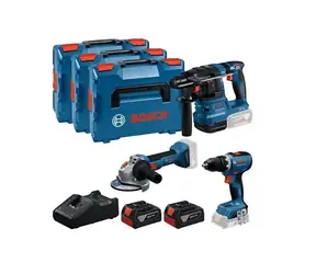 BOSCH 0615A5009G / Zestaw akumulatorów GSR 18V-65 i GBH 18V-22 i GWS 18V-8 / 2 akumulatory 5,0 Ah / 3 walizki / ładowarka