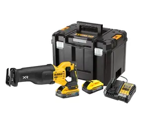 DeWalt DCS386H2T / Akumulatorowa pilarka szablasta / 18 V / Skok: 28,6 mm / 3000 obr./min / 2 akumulatory 5,0 Ah / ładowarka / walizka