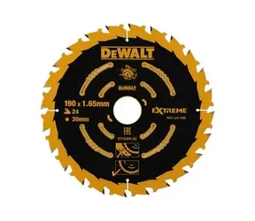 DeWalt DT10304-QZ / Brzeszczot Extreme / Średnica: 190mm / Otwór: 30mm / Zęby: 24 / do pił akumulatorowych