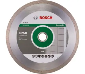 Diamentowa tarcza do cięcia BOSCH do ceramiki 250 / Średnica: 250 mm / Otwór: 30 i 25,4 mm / Szerokość: 2,4 mm / Wysokość segmentu: 10 mm