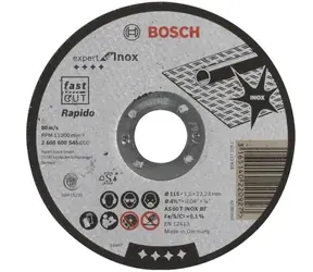 BOSCH 2608600545 / Tarcza tnąca do stali nierdzewnej / Średnica 115 x 22,23 mm / Szerokość cięcia 1 mm